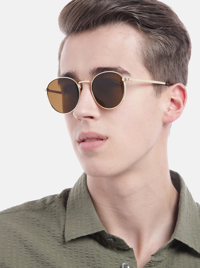 Round Brown Gold Sunglasses S4558103 Round Brown Gold Sunglasses S4558103