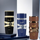 Asad, Asad Zanzibar & Asad Bourbon EDP Sprays 100ML By Lattafa | ASAD SIGNATURE TRIO - TUZZUT Qatar Online Shopping