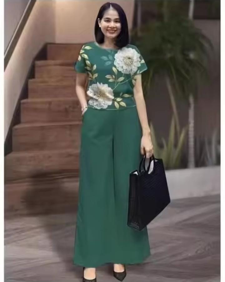 Two Piece Printed Shorts Set, Loose Long Trousers, Short Sleeve, Summer Fashion B-266241 Two Piece Printed Shorts Set, Loose Long Trousers, Short Sleeve, Summer Fashion B-266241