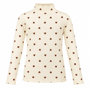 Girls’ Cream Heart-Print Ribbed Mock-Neck Top 490778 - Size130cm