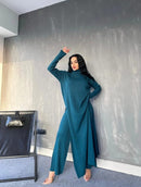 Women's Turtleneck Relaxed Fit Jumpsuit with Pant 72659 - TUZZUT Qatar Online Shopping
