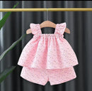 Girl Infant Colorful Dot Flying Sleeve Top Short Sleeve Set   1656790 - TUZZUT Qatar Online Shopping