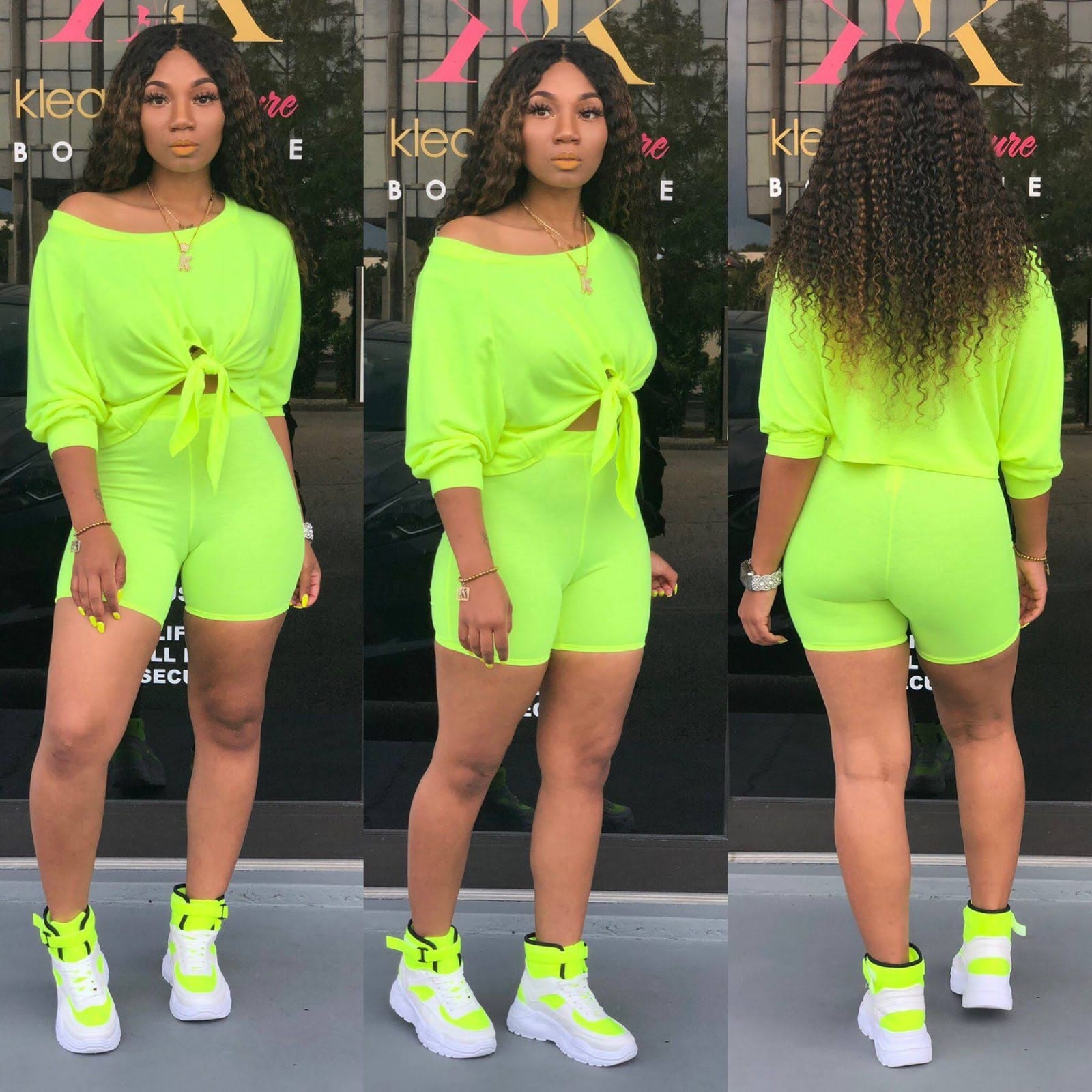 Solid color casual women set full sleeve lace-up top and skinny shorts 2 piece set simple tracksuit outfit S3426325 Solid color casual women set full sleeve lace-up top and skinny shorts 2 piece set simple tracksuit outfit S3426325