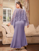 Plus Floral Mesh Top & Dress S4539497 - Tuzzut.com Qatar Online Shopping