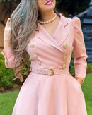 Puff Sleeve Double Breasted Belted Blazer Dress Dresses For Women 493623 - TUZZUT Qatar Online Shopping