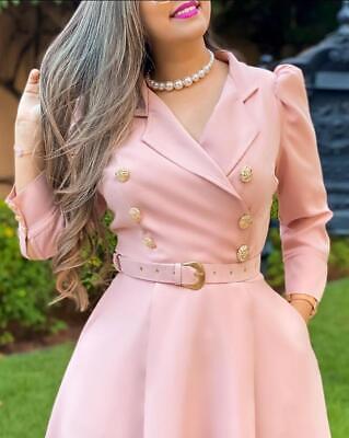 Puff Sleeve Double Breasted Belted Blazer Dress Dresses For Women 493623 - TUZZUT Qatar Online Shopping