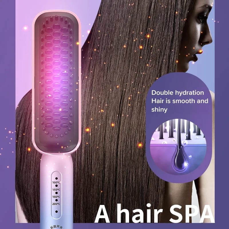 2 in 1 Hot Comb Straightener Electric Hair Straightener Hair Curler Wet Dry Use Hair Flat Irons Hot Heating Comb For Hair 3001 - Tuzzut.com Qatar Online Shopping