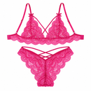 Women’s Fuchsia Lace Bralette & Briefs Set 496238 - XL