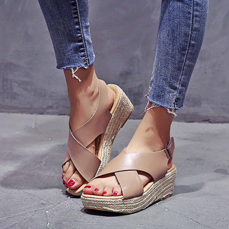 Strappy Platform Wedge Sandals WS321 - TUZZUT Qatar Online Shopping