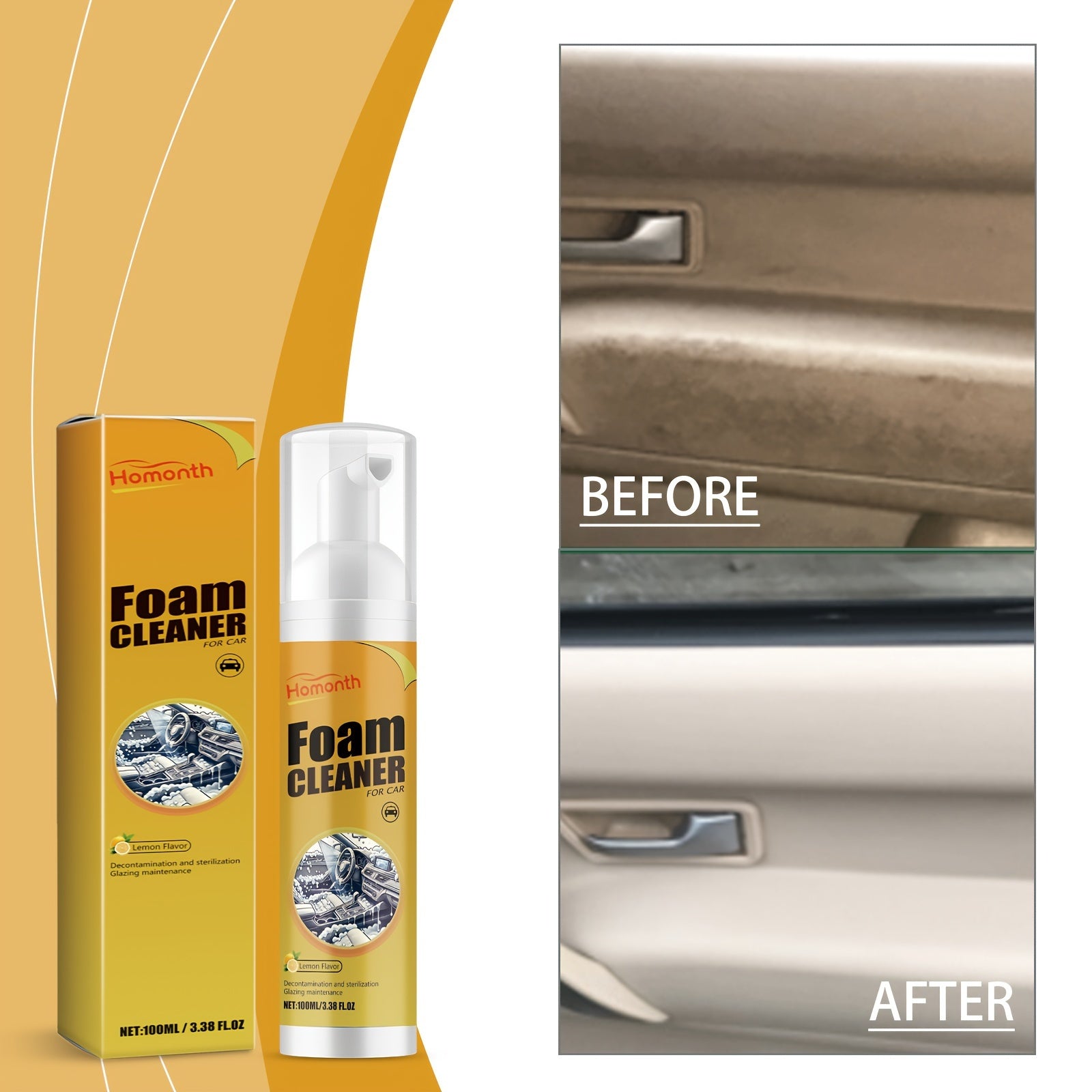 Multi-purpose Foam Cleaner Spray, Car Cleaning Lemon Scented Multi-purpose Foam Cleaner Spray, Car Cleaning Lemon Scented