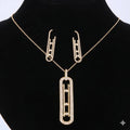 Luxury Geometry Link Stackable Pendant Necklace Earring ring set S4215865