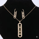 Luxury Geometry Link Stackable Pendant Necklace Earring ring set S4215865