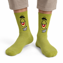 1Pair Men’s Green Cartoon-Face Crew Socks S5011863