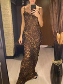Women Leopard Print Long Beach Dress   568918 - TUZZUT Qatar Online Shopping