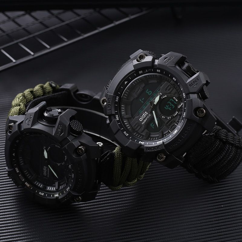 ADDIES Men Military Sports Digital Watches Compass Outdoor Survival Multi-function Waterproof Men's Watch Relogio Masculino W1822701 - Tuzzut.com Qatar Online Shopping