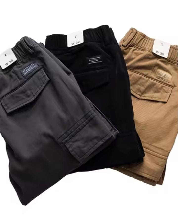 Men's Loose Straight Leg Cargo Pants Casual Multi-Pocket Trousers Washed Elastic Waist Wide Leg Pants B301836 Men's Loose Straight Leg Cargo Pants Casual Multi-Pocket Trousers Washed Elastic Waist Wide Leg Pants B301836