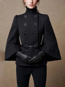 Flared Buttoned High Neck Outerwear Woolen Coat 111136 - TUZZUT Qatar Online Shopping