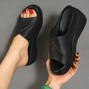 Womens Solid Colors Platform Wedge High Heel Sandals Casual Peep Toe Sandals Lady Non Skid Slide Pumps for Beach   B136706 - TUZZUT Qatar Online Shopping