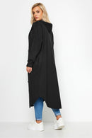 Womens Curve Black Button Through Hooded Jacket 55943 S - TUZZUT Qatar Online Shopping