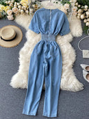 Stylish Womens Blue Belted Jumpsuit 55478 - TUZZUT Qatar Online Shopping