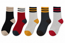 5 Pairs Unisex Casual Cotton-Style Multicolor Striped Ankle Socks Set-TBC-101-08