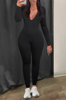 Women's Long Sleeve Solid Color Jumpsuit XL 504366 - TUZZUT Qatar Online Shopping