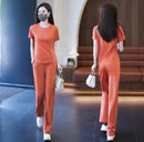 Fashionable Women's Loose-Fit Casual Running Suit 2-Piece Set Stylish Slimming Korean Version Sportswear  B106669 - TUZZUT Qatar Online Shopping