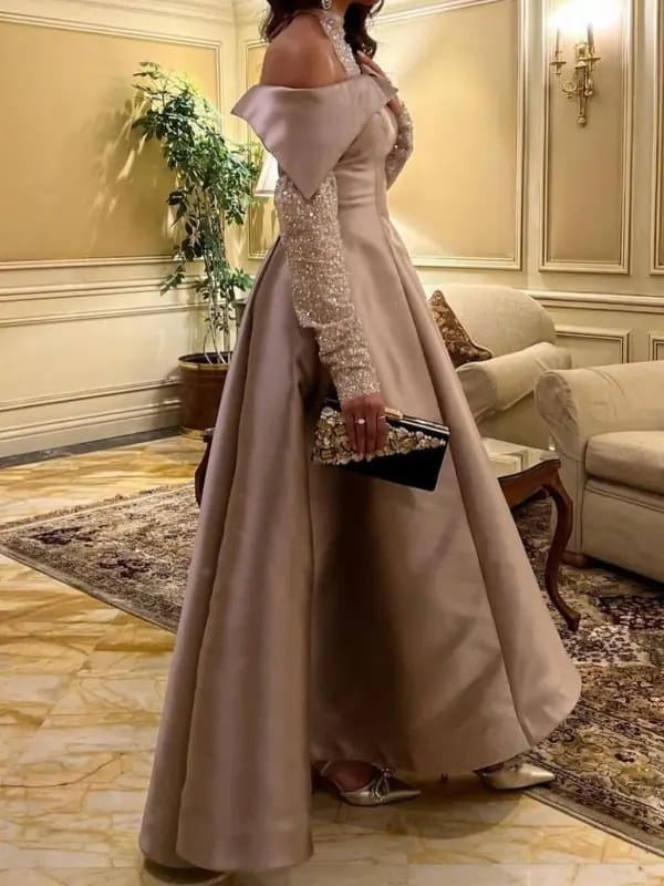 Aileen Satin Long Luxury Evening Dresses for Women Champagne Woman s Evening Dress Shoulder Shiny Robe Prom Dresses K1N2Y0 TUZZUT Qatar Online Shopping