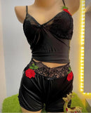 Women Satin Plain Ice Silk Pajamas Ladies House Costume Pink Printed Fashion Slim Two Piece Women Sexy Cheeky Floral   462905 - TUZZUT Qatar Online Shopping