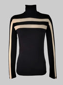 Long Sleeves Skinny Mesh Solid Color Split-Joint High Neck T-Shirts Top 156550 - TUZZUT Qatar Online Shopping