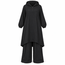 Women’s Black Hooded Tunic & Wide-Leg Trouser Set S4829726 - 4XL