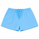 Women’s Sky Blue Lace-Detail Sleep Shorts -Free size