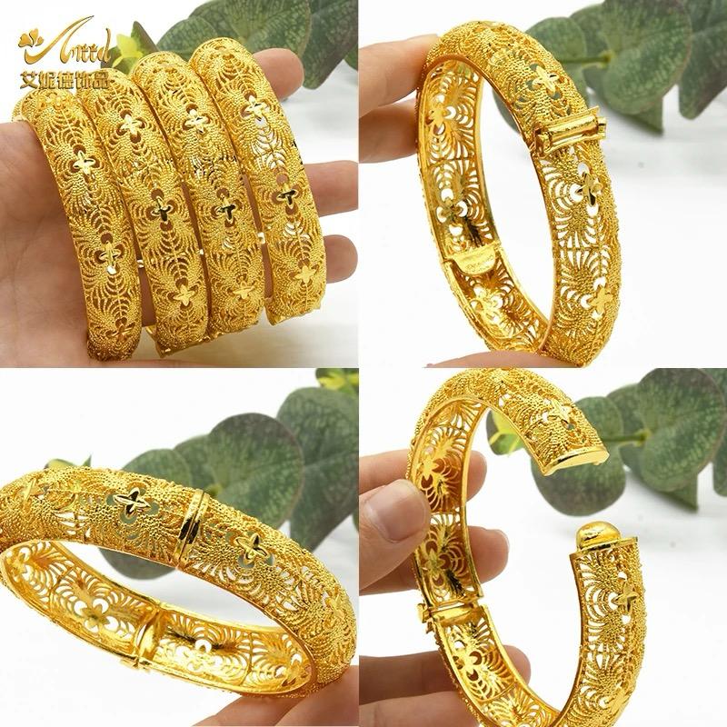 ANIID 24K Gold Plated Bracelets For Women Luxury Jewelry Designers Bangles S4851268 - Tuzzut.com Qatar Online Shopping