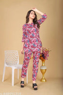 Women's Beautiful Delta Cotton Mix Fabric Printed Night suit Co-Ord Set - VKT300 - TUZZUT Qatar Online Shopping