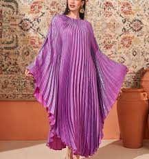 Batwing Sleeves Pleated Off-the-shoulder Maxi Dresses 132661 - TUZZUT Qatar Online Shopping