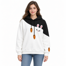Black & White Bunny Hoodie with Carrot Drawstring Charms D-32