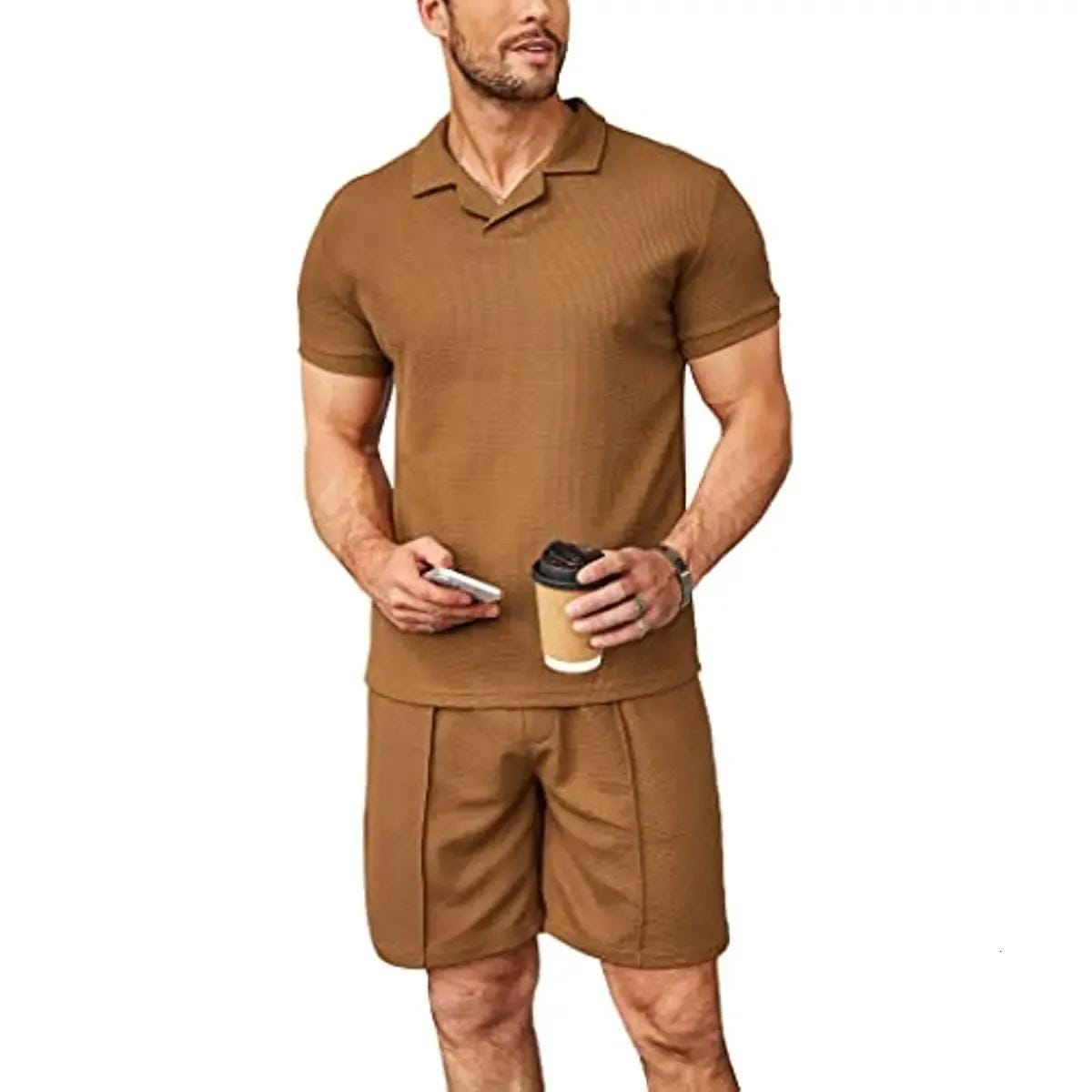 Men's Short Sleeve Shirt and Shorts Set 2 Pieces Set FJ-23015 Men's Short Sleeve Shirt and Shorts Set 2 Pieces Set FJ-23015