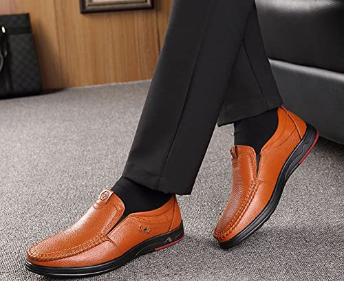 Mens Casual Leather Shoes Business Slip-on Loafer Shoes Plush Cold-Weather Shoes for Male S4755674 - TUZZUT Qatar Online Shopping