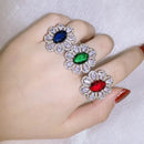 Silver Radiant Colorful Zircon Light Luxury Flower Type Rings S4653514 - TUZZUT Qatar Online Shopping