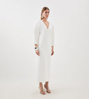 Women'sStretch maxi dress with ruffled sleeves 130333 - TUZZUT Qatar Online Shopping