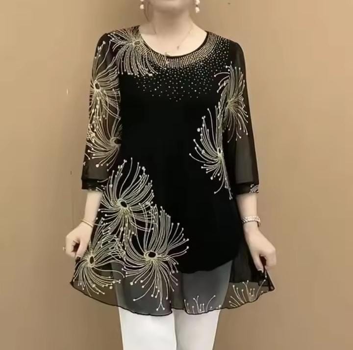 Women's T-Shirt Loose Hollow Out O-Neck Tops  B284879 - TUZZUT Qatar Online Shopping