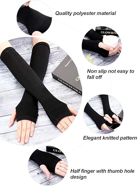 Long Fingerless Gloves Warmer Thumbhole Elbow X1305862 - TUZZUT Qatar Online Shopping