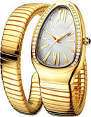 Trendy Stainless Steel with Diamonds Snake Watch 9092 - TUZZUT Qatar Online Shopping