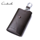 Contacts Genuine Leather Car Key Case Card ID Holder Wallet Keyring Keychain 1004H - Tuzzut.com Qatar Online Shopping