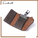 Contacts Genuine Leather Car Key Case Card ID Holder Wallet Keyring Keychain 1004H - Tuzzut.com Qatar Online Shopping