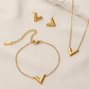 Women Fashion Necklace set V Letter - X4027309 - Tuzzut.com Qatar Online Shopping