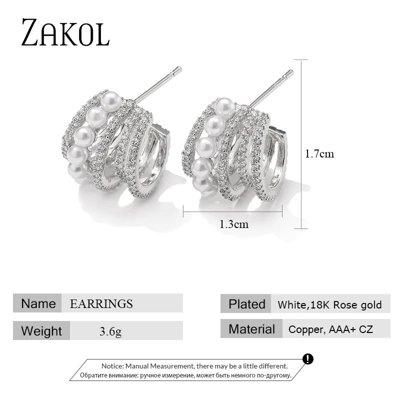 Cubic Zirconia Geometric Stud Earrings for Women S4130142 - TUZZUT Qatar Online Shopping