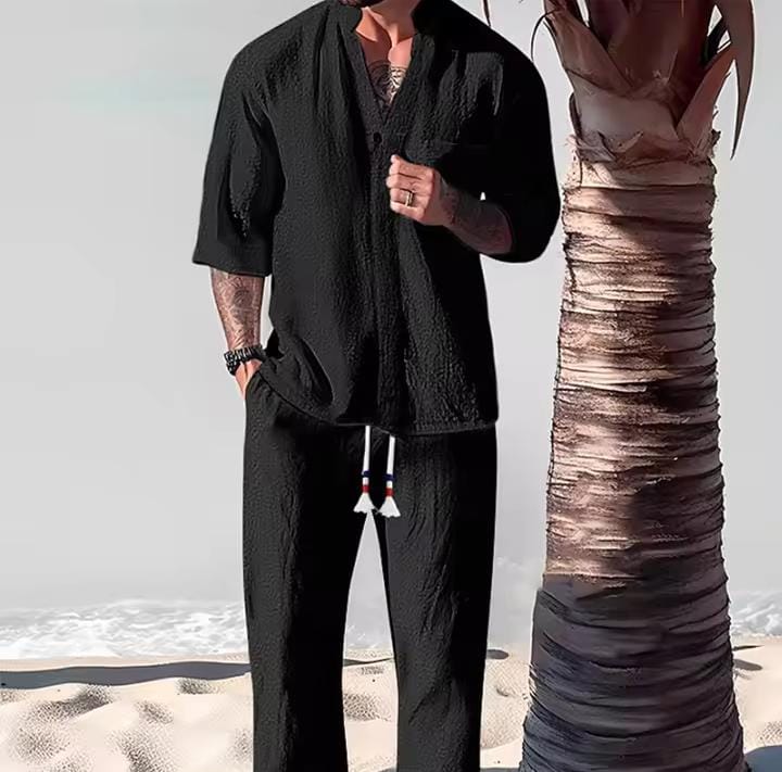 Men's 2 Piece Set Half Sleeve Pants Suits    X1637790 - TUZZUT Qatar Online Shopping