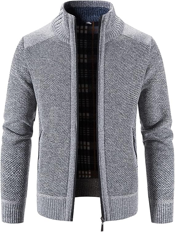 Men's Full Zip Flannel Lining Cardigan MC885 - TUZZUT Qatar Online Shopping
