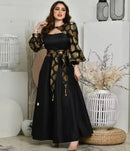 Women’s printing gold satin ball pendulum dress S4974676 - TUZZUT Qatar Online Shopping